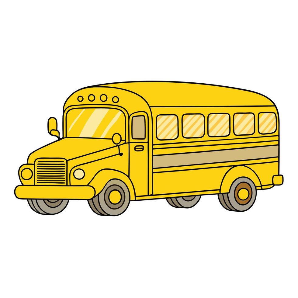 Classic Outline School Bus Icon vector