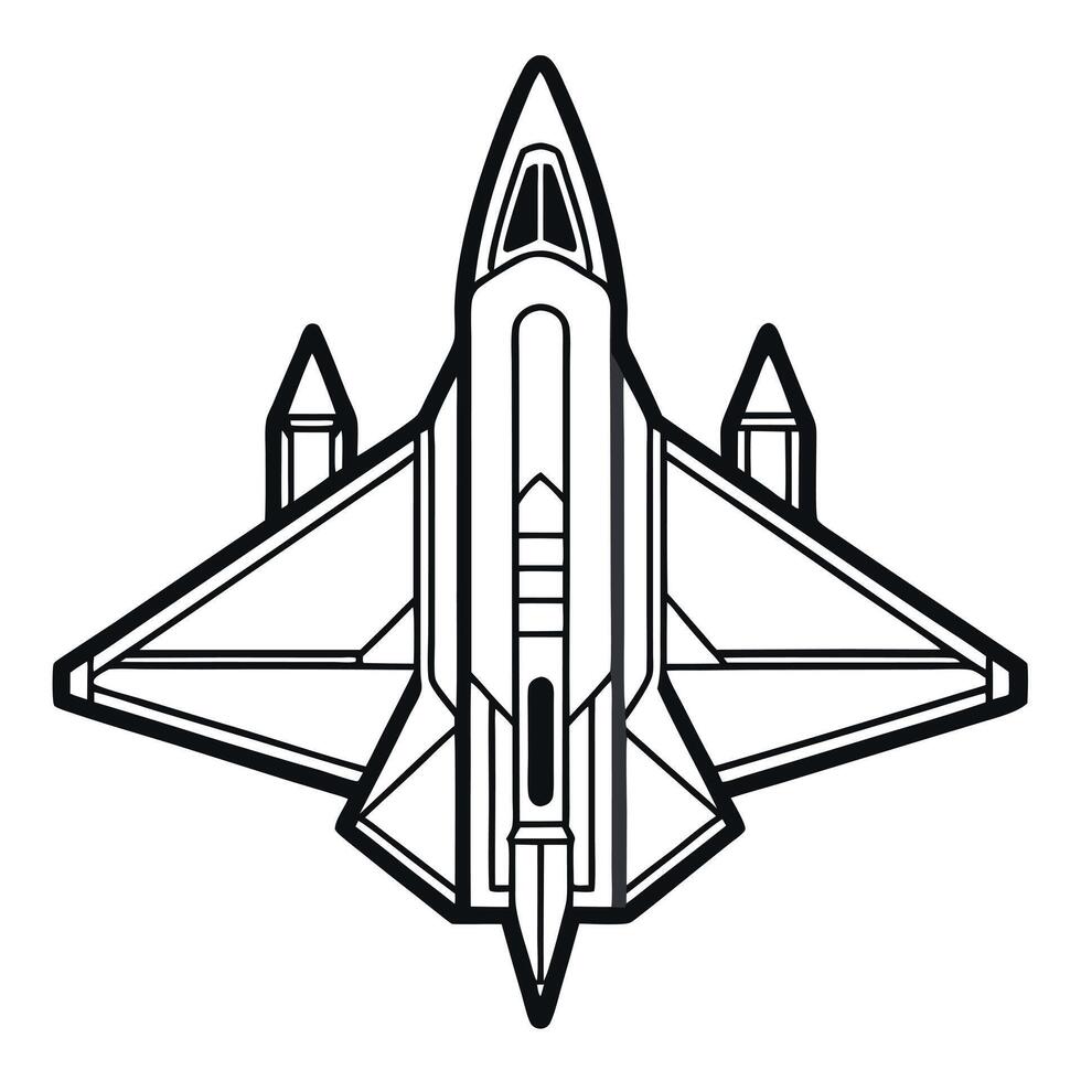 Supersonic Outline Military Fighter Jet Icon vector