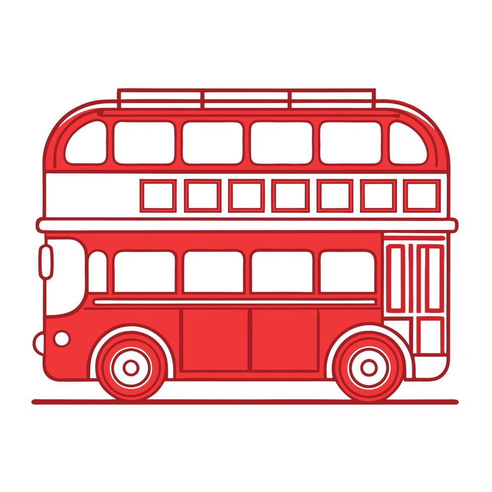Classic Outline Vintage Double Decker Bus Icon vector