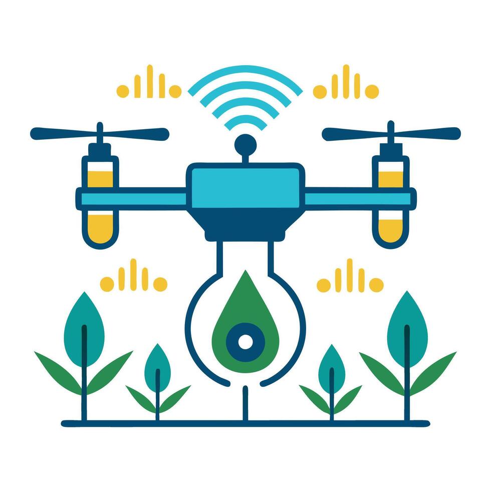 Agricultural Self Watering Drone Icon vector