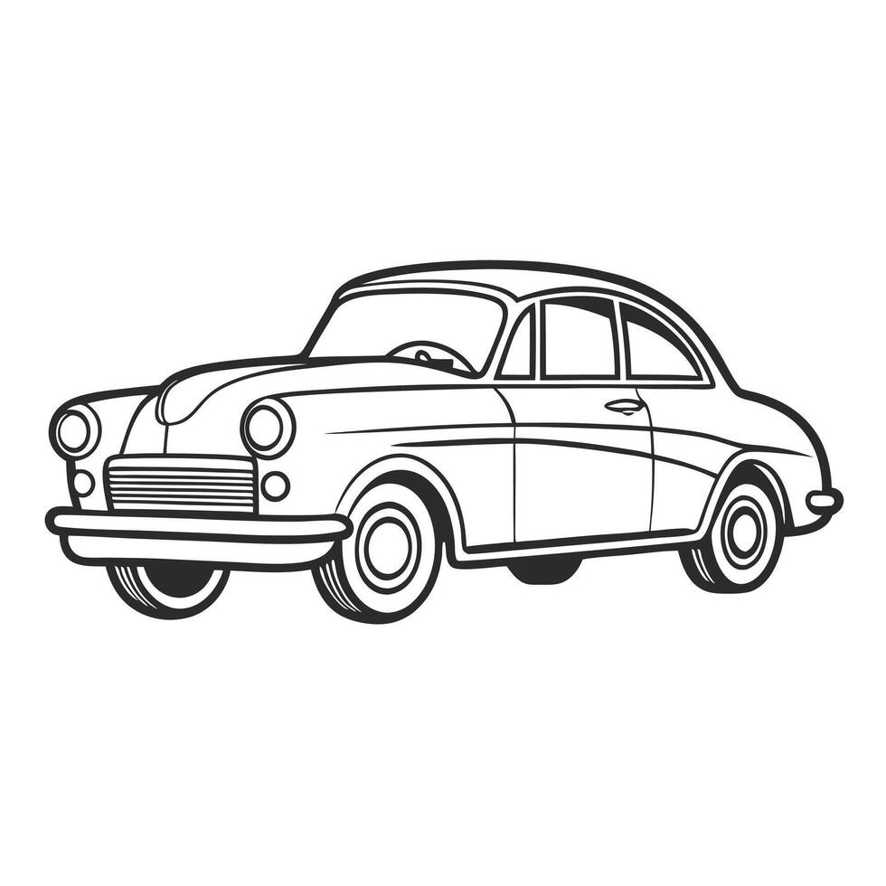 Classic Outline Vintage Car Icon vector