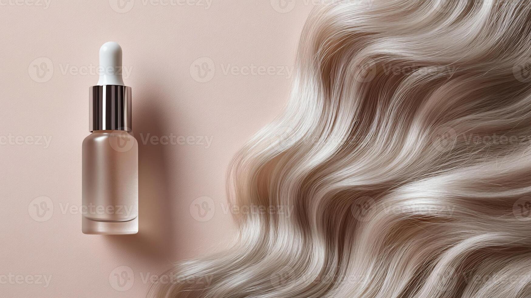 Blonde hair treatment oil, studio shot photo