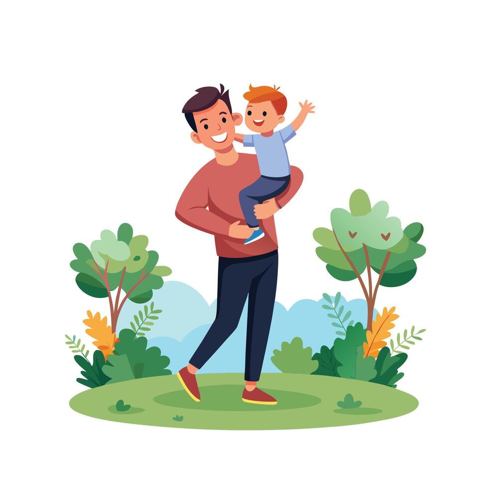 Father and Child Sharing a Special Moment Together with Laughter and Smiles vector