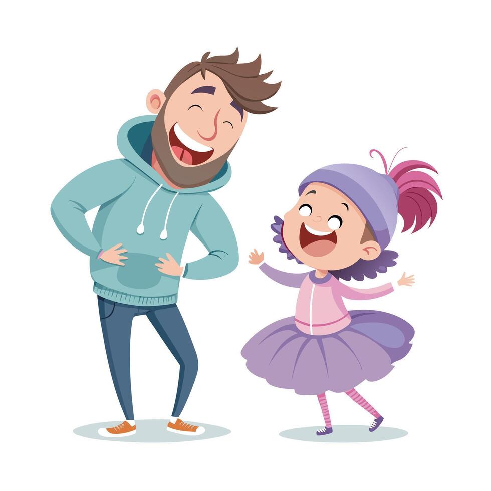 Parents and Kids Having a Blast Doing a Funny Dress-Up as Each Other with Laughter and Smiles vector