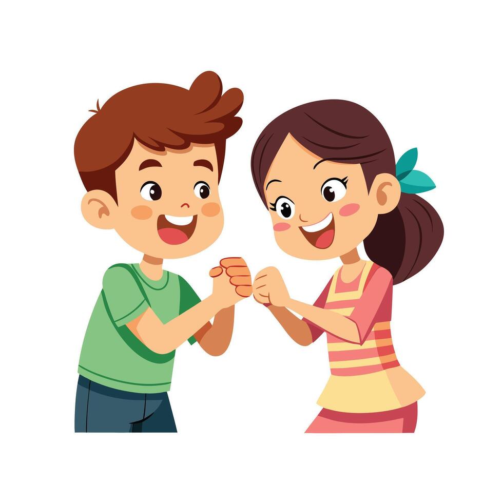Siblings Enjoying a Fun and Playful Thumb War with Laughter and Smiles vector