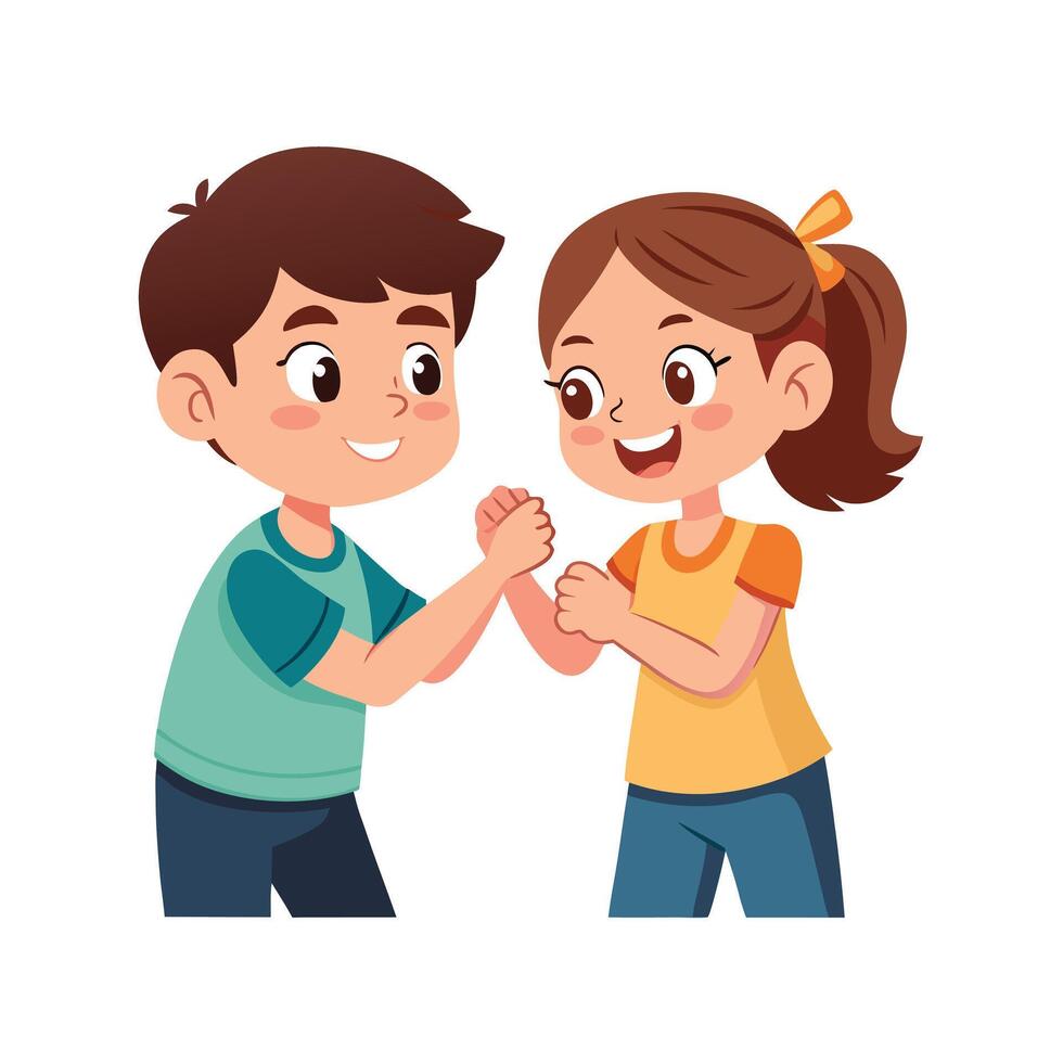 Siblings Playing a Friendly Thumb War with a Playful and Fun Moment vector