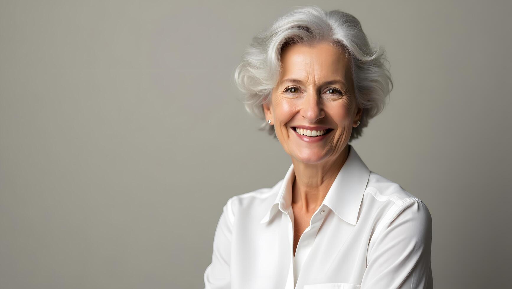 Elegant Senior Woman Smiling Professional Portrait of a Confident Mature Lady photo