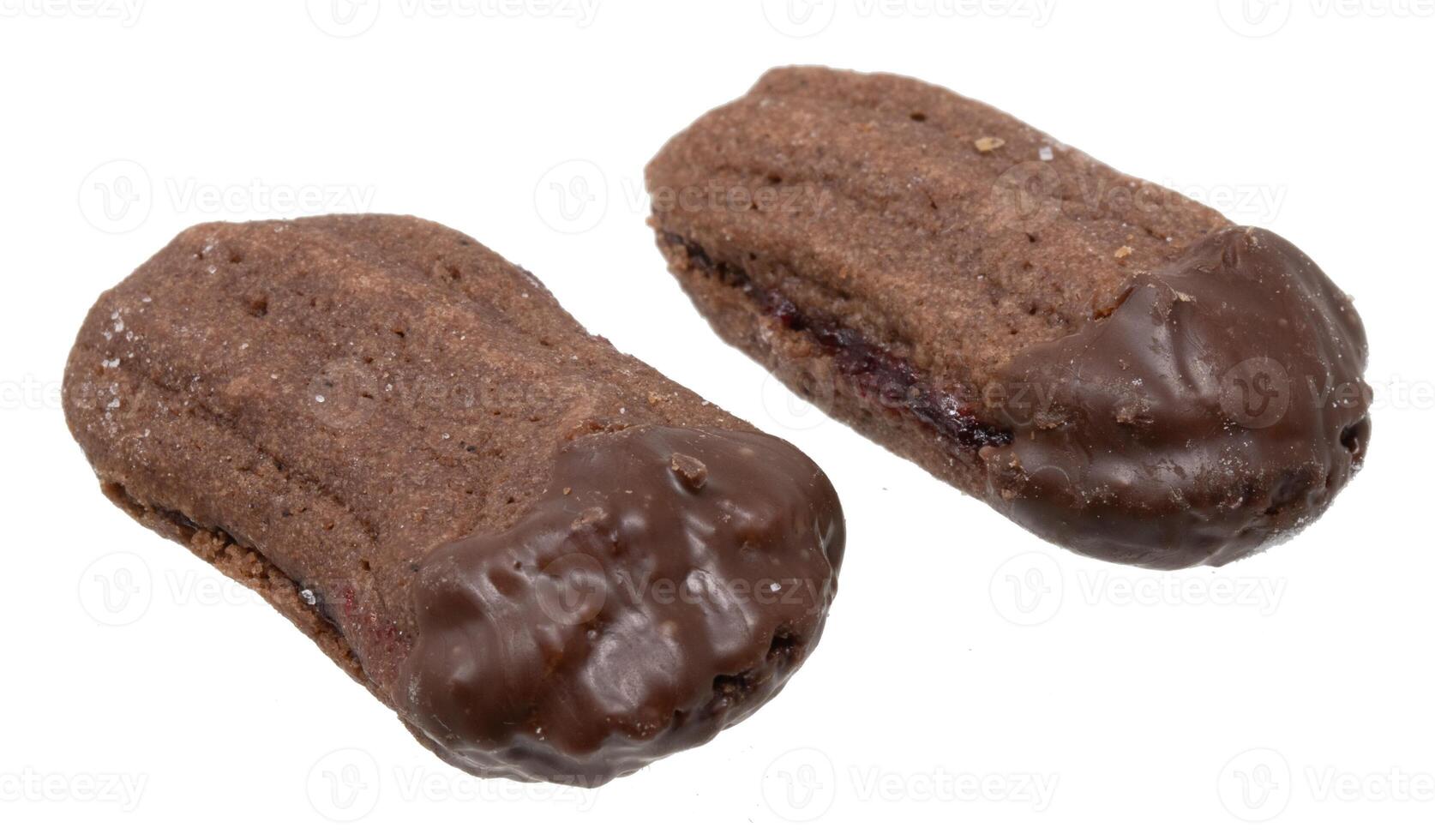 cookies with chocolate isolated on a white background, close-up photo