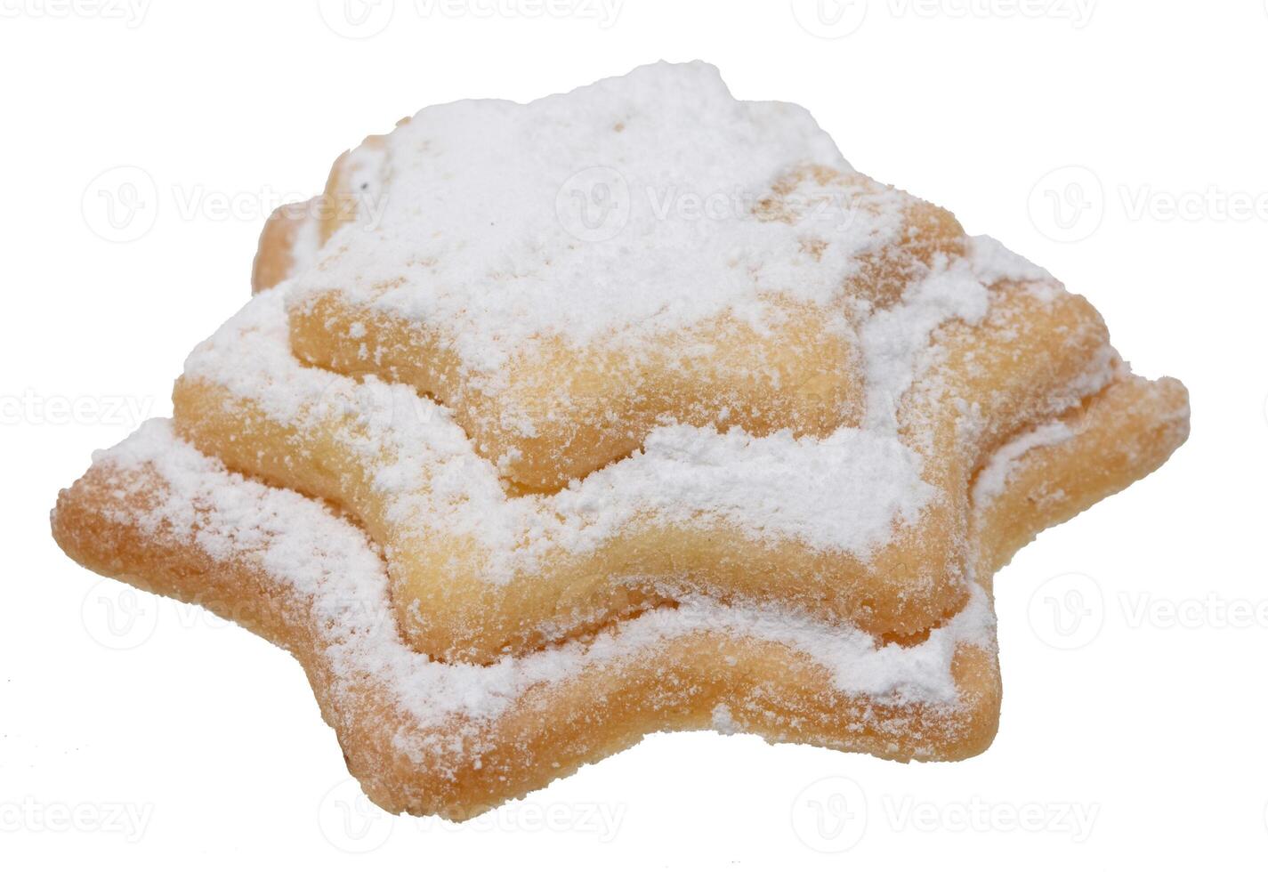 Biscuit with powdered sugar on a white background photo