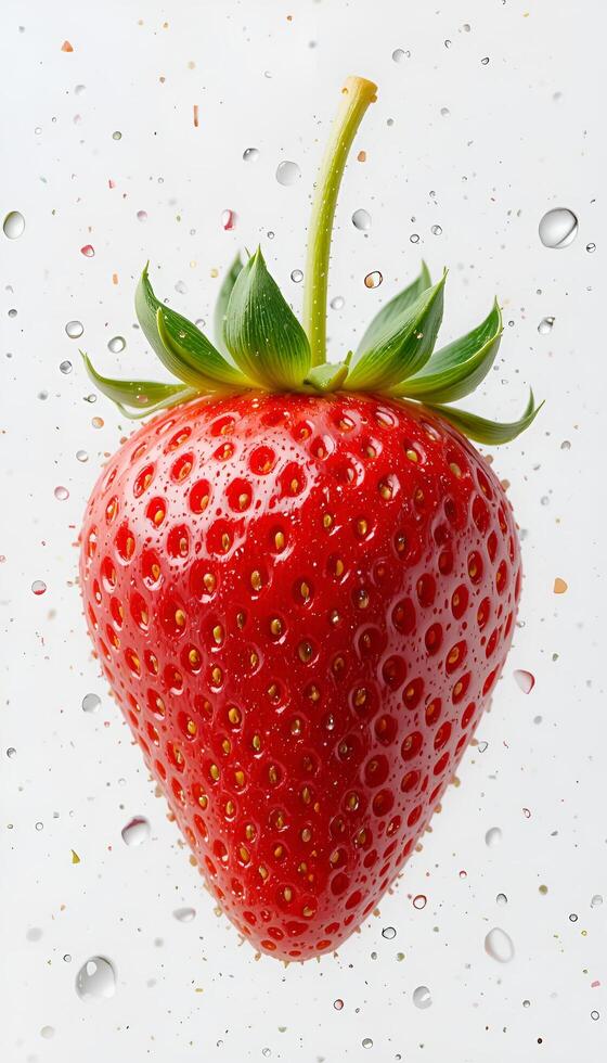 close-up of fresh strawberries on a white background. The berries are bright red, juicy, with small seeds on the surface, which emphasizes their naturalness and freshness. . White background photo