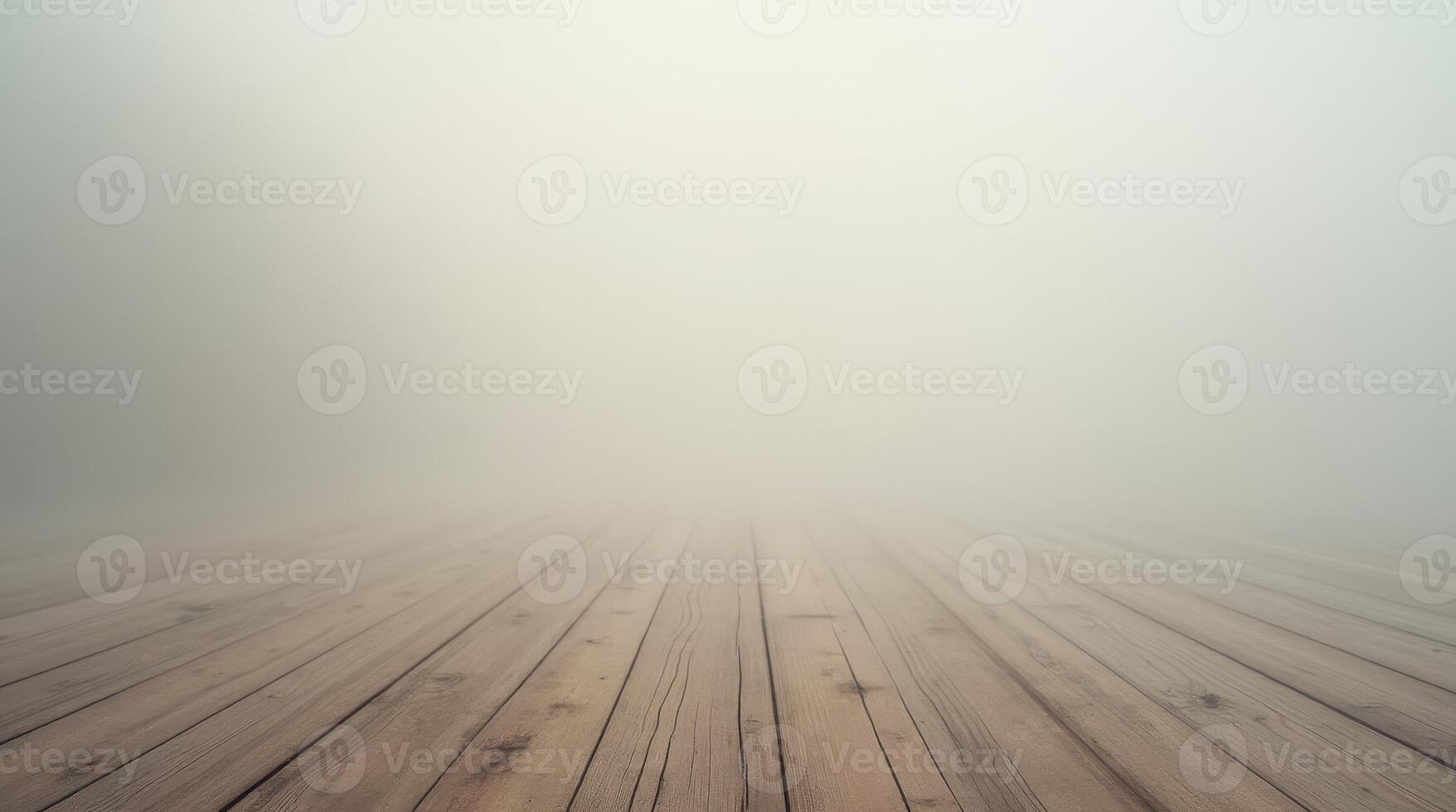 Empty wooden floor with soft foggy background. Natural wood texture with copy space for product display, design, or presentation photo