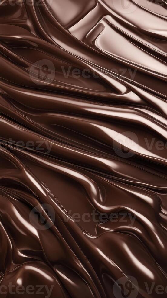 Smooth flowing melted chocolate texture with glossy surface and rich brown color, abstract liquid background pattern photo