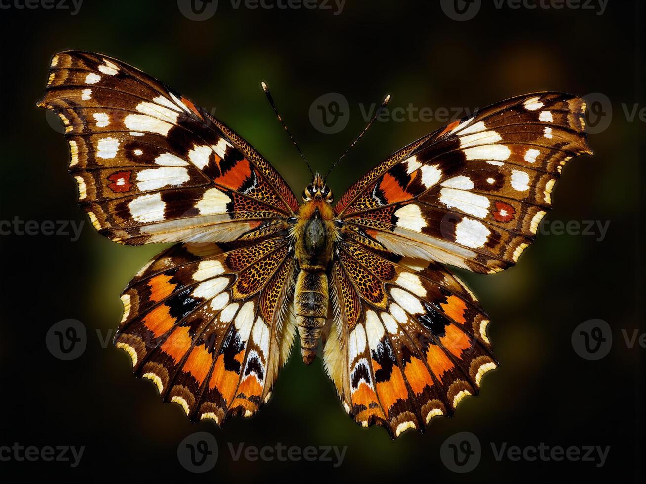 A butterfly with black and white spots on it photo