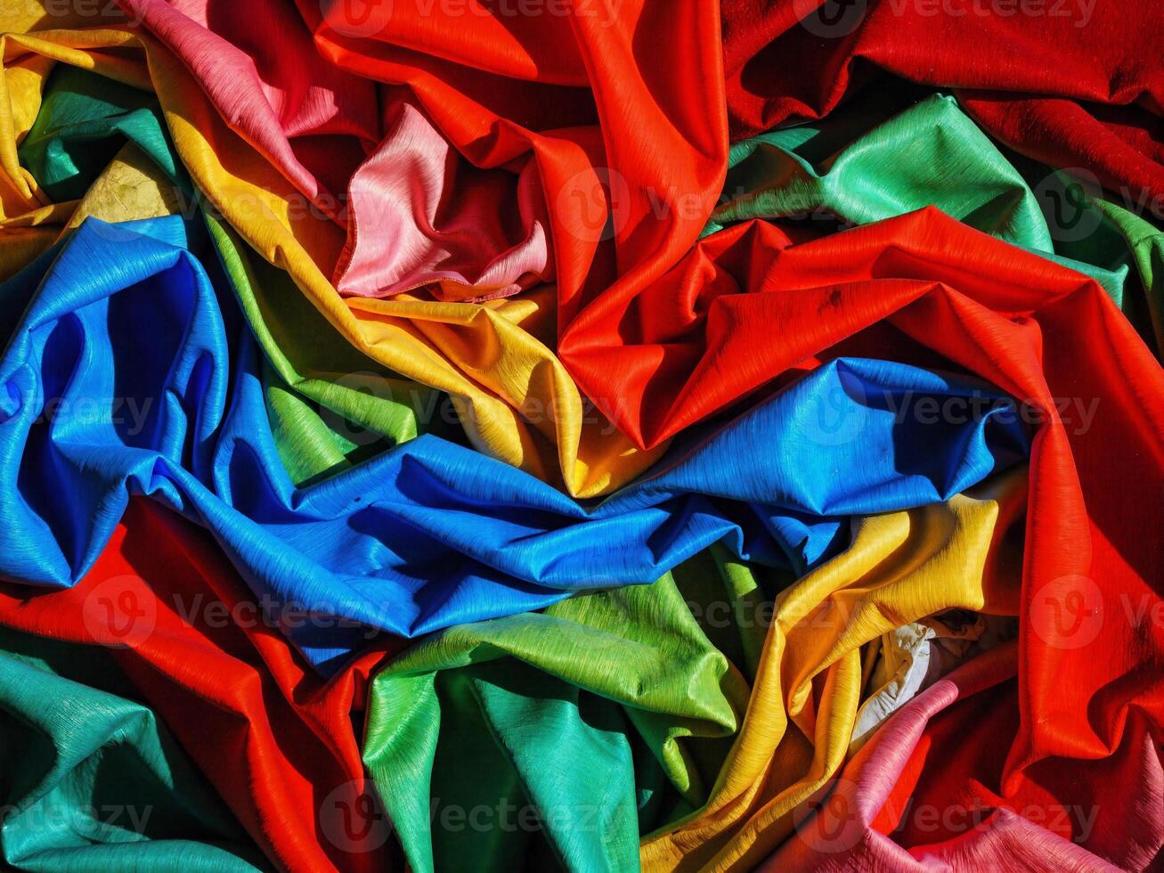 A pile of colorful fabric photo