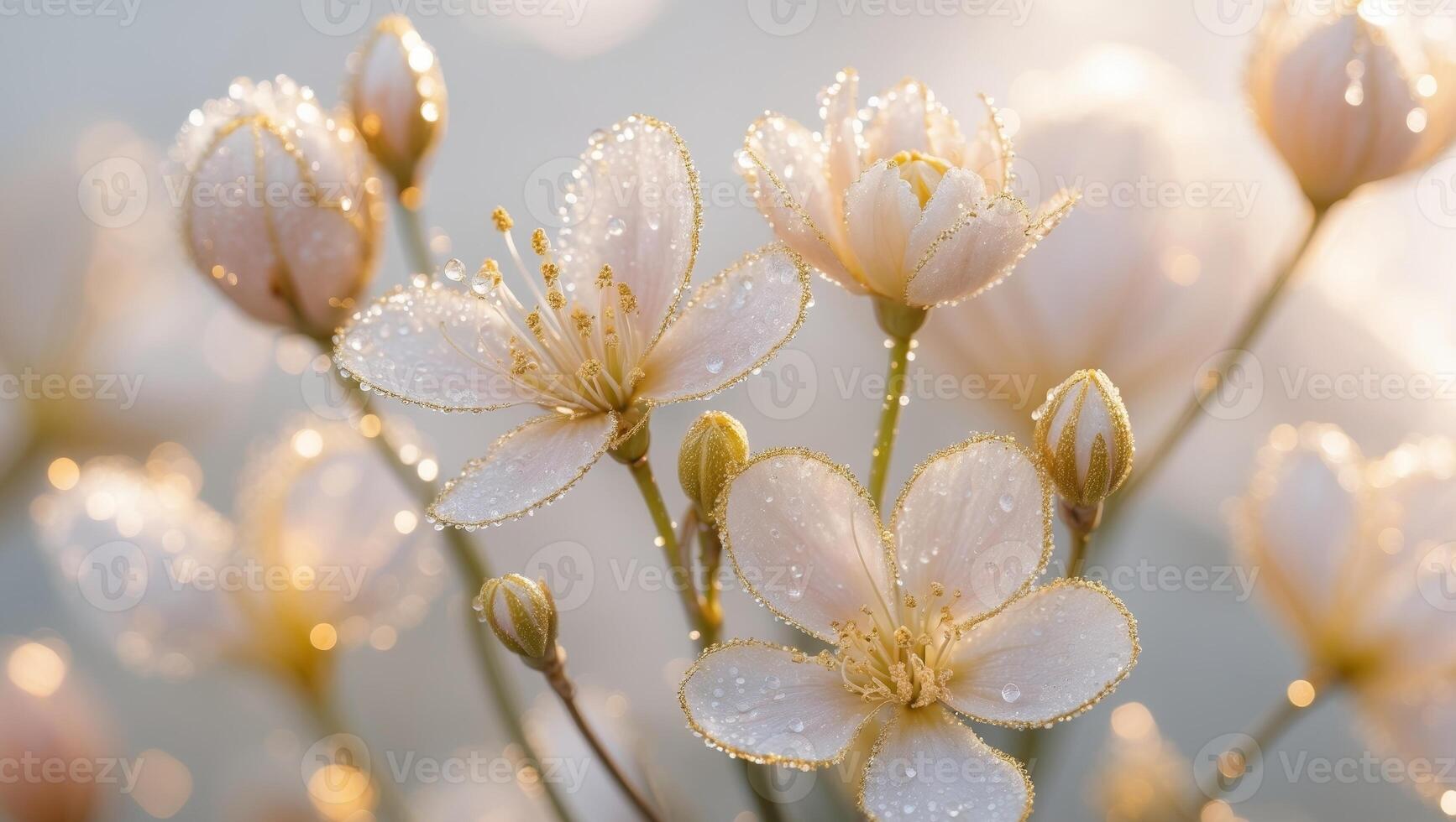 White flowers with dew drops on them photo