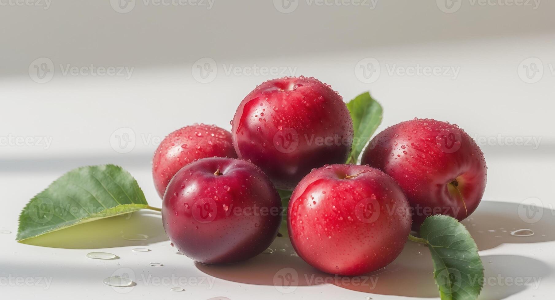 Ripe juicy red plums a tempting healthy snack delightful sweetness photo