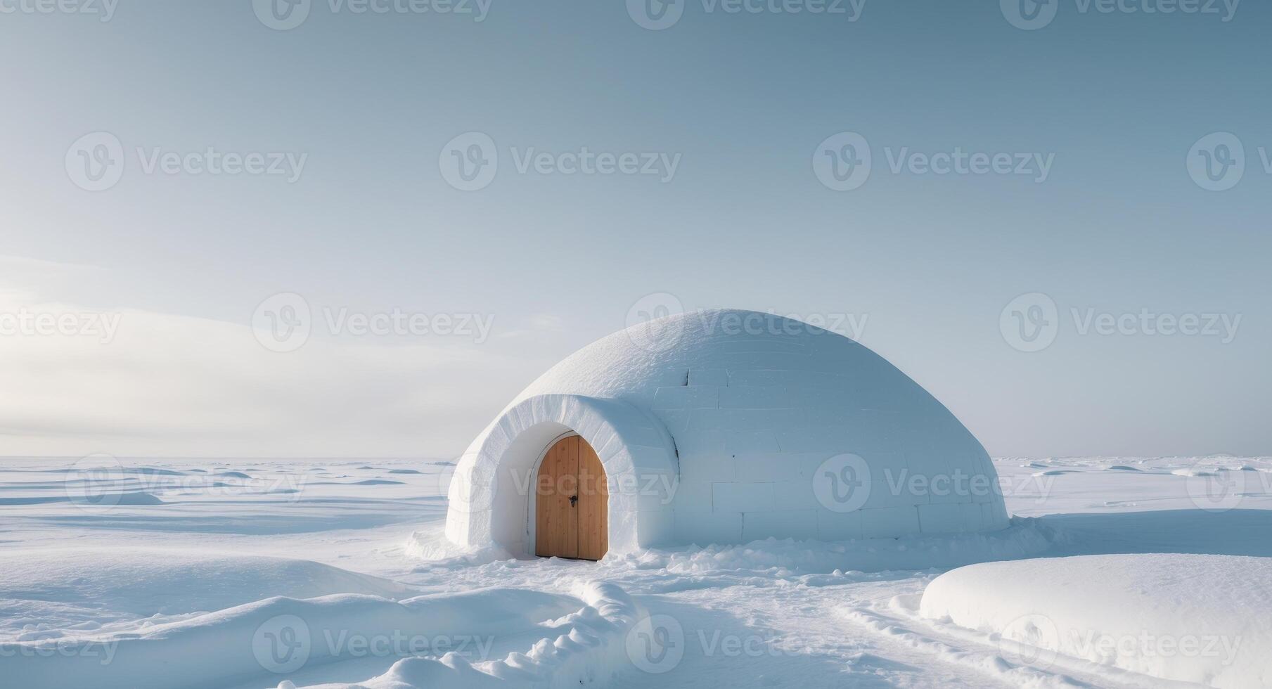 An igloo is sitting in the snow photo