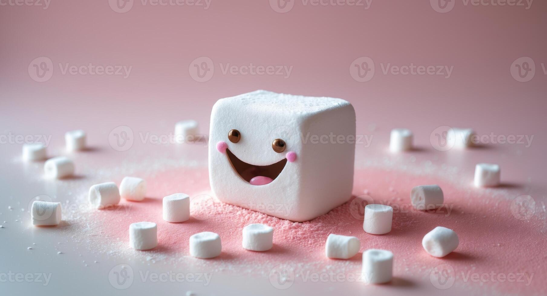 A marshmallow with a smiley face on it photo