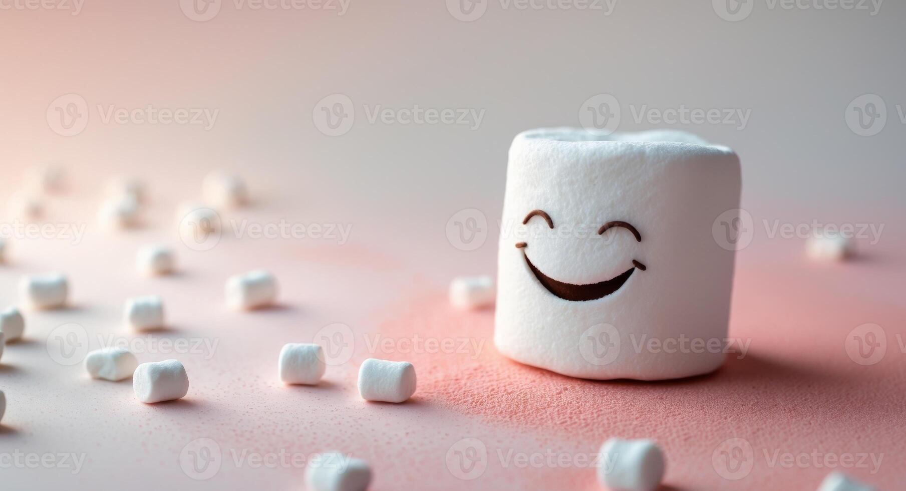 A marshmallow with a smiley face on it photo