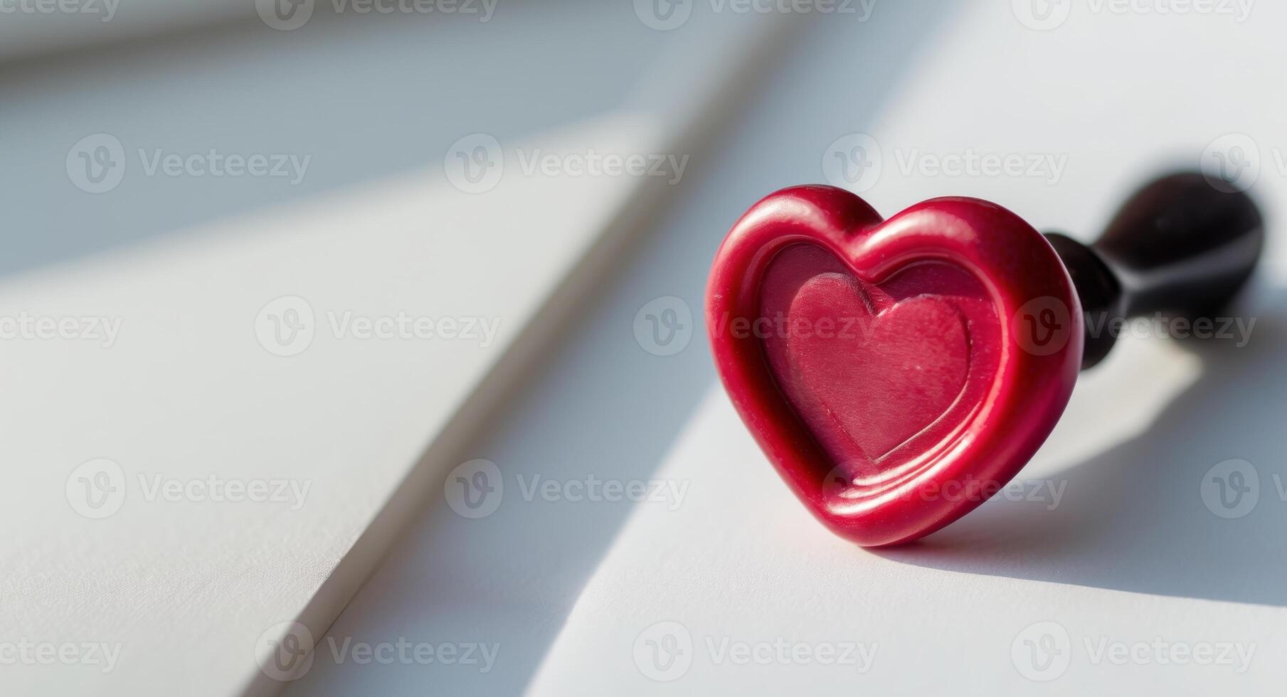 A Deep Red Heart Wax Seal Passionate Love Symbol. photo
