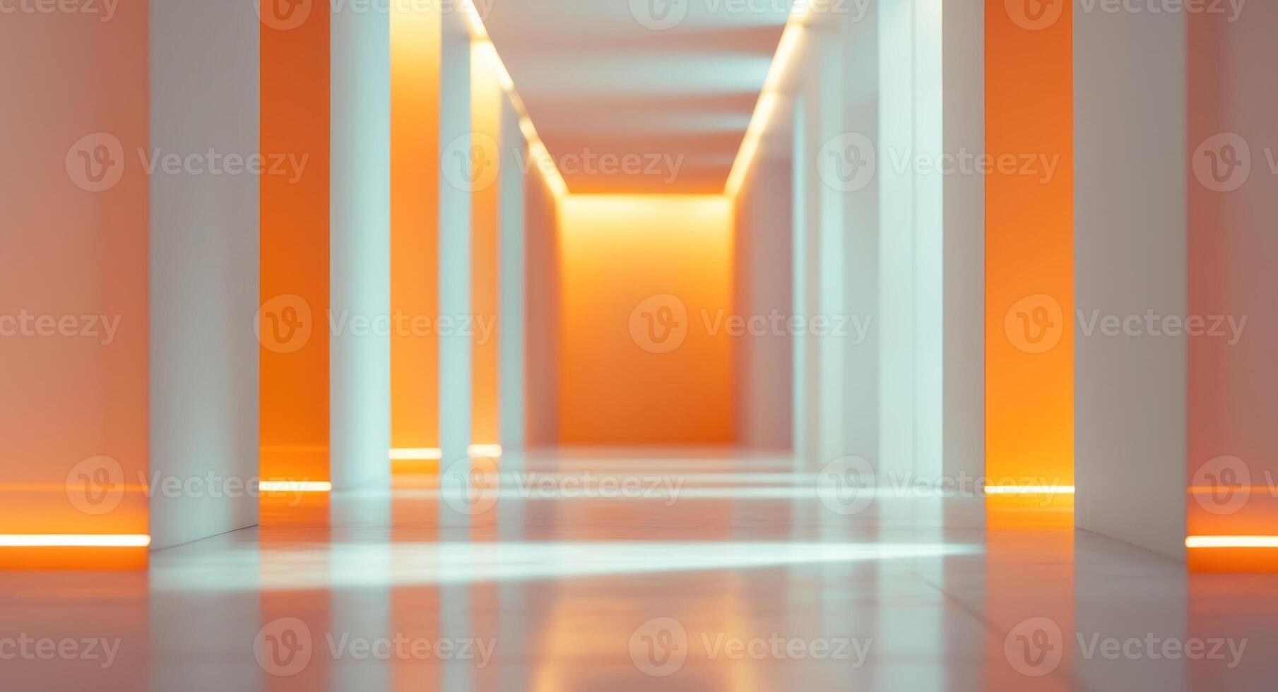 Orange Illuminated Empty Modern Corridor photo