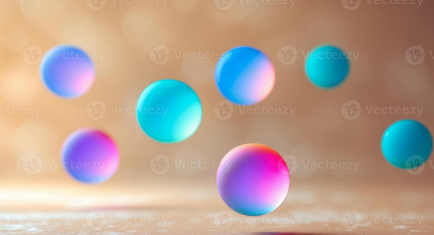 Abstract Colorful Spheres on a Warm Beige Background photo
