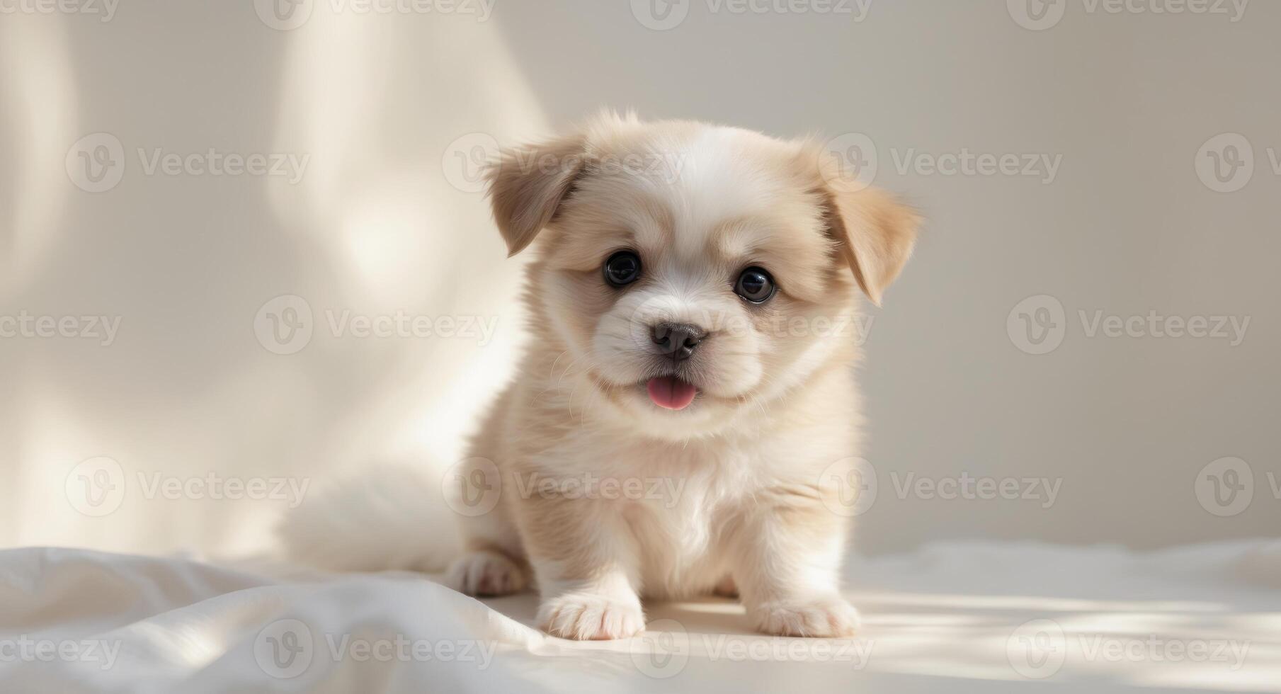 Adorable and cute little puppy with charming look. photo