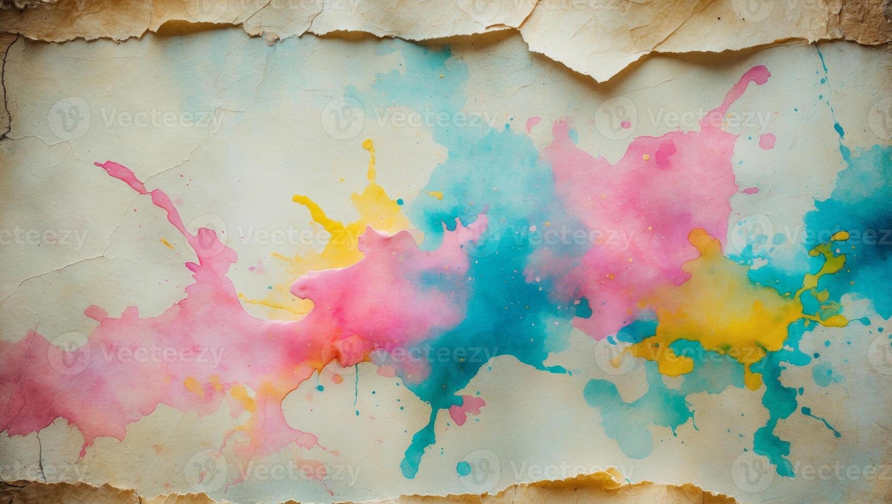 Colorful paint splashes on a piece of paper photo