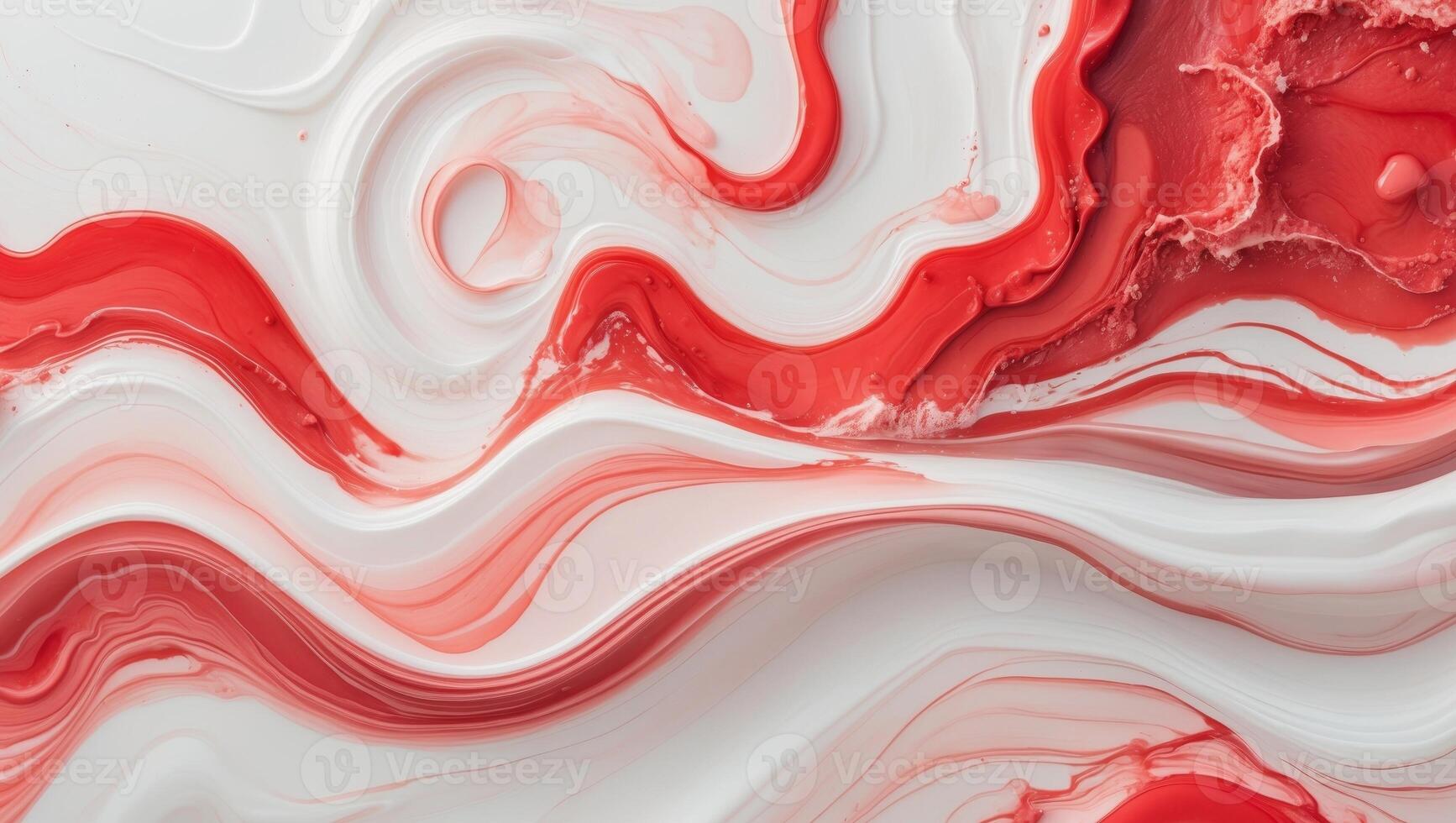 A red and white liquid flowing over a white surface photo