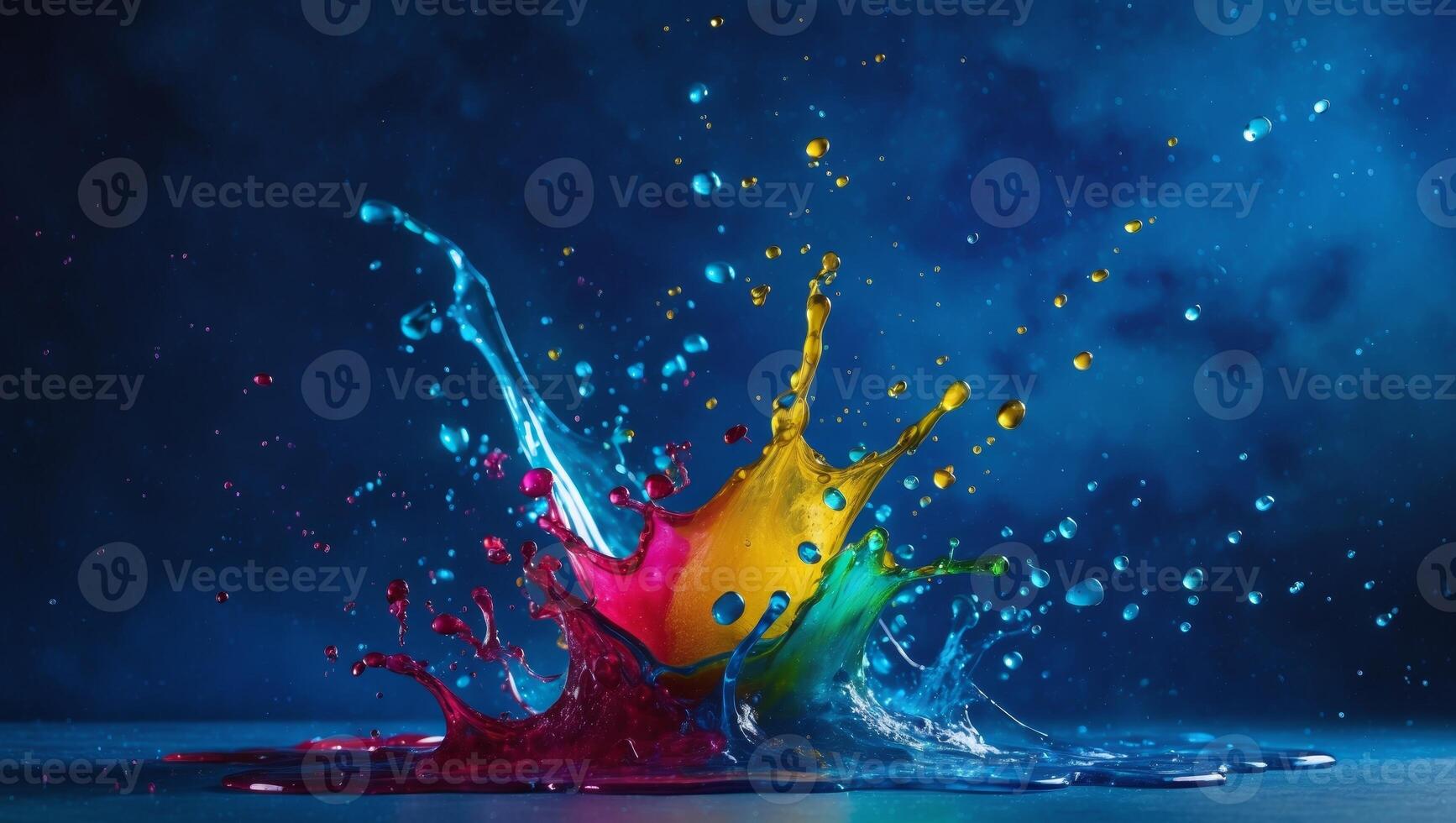 Colorful splash of paint on a dark background photo