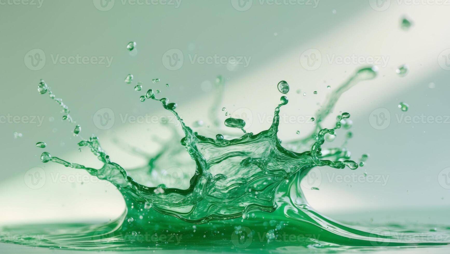 Water Splash with Green Hue Abstract Liquid Art Motion Image. photo