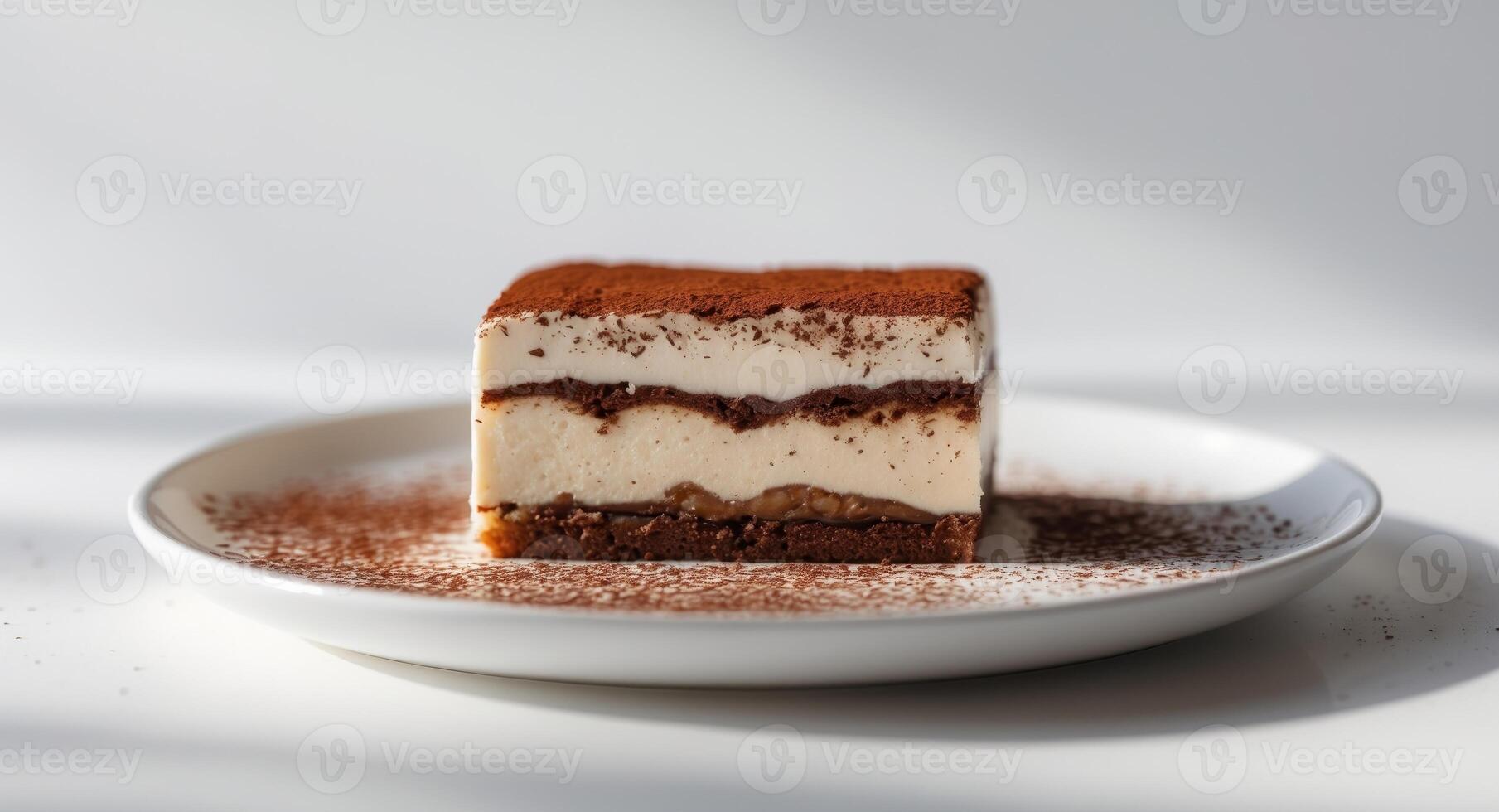 A piece of chocolate cake on a white plate photo