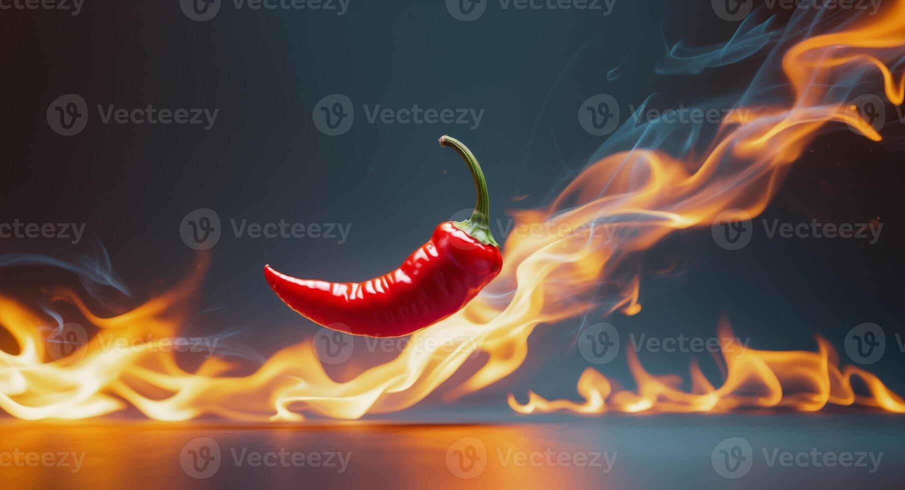 A red hot chili pepper is on fire photo