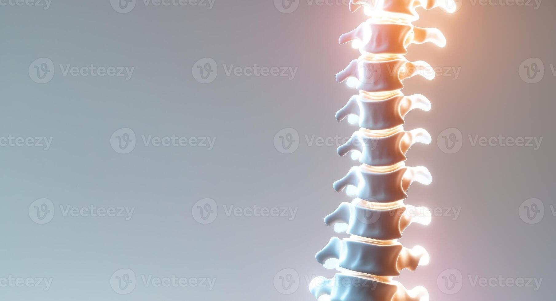 Futuristic Visualization of Human Spine with Glowing Elements. photo