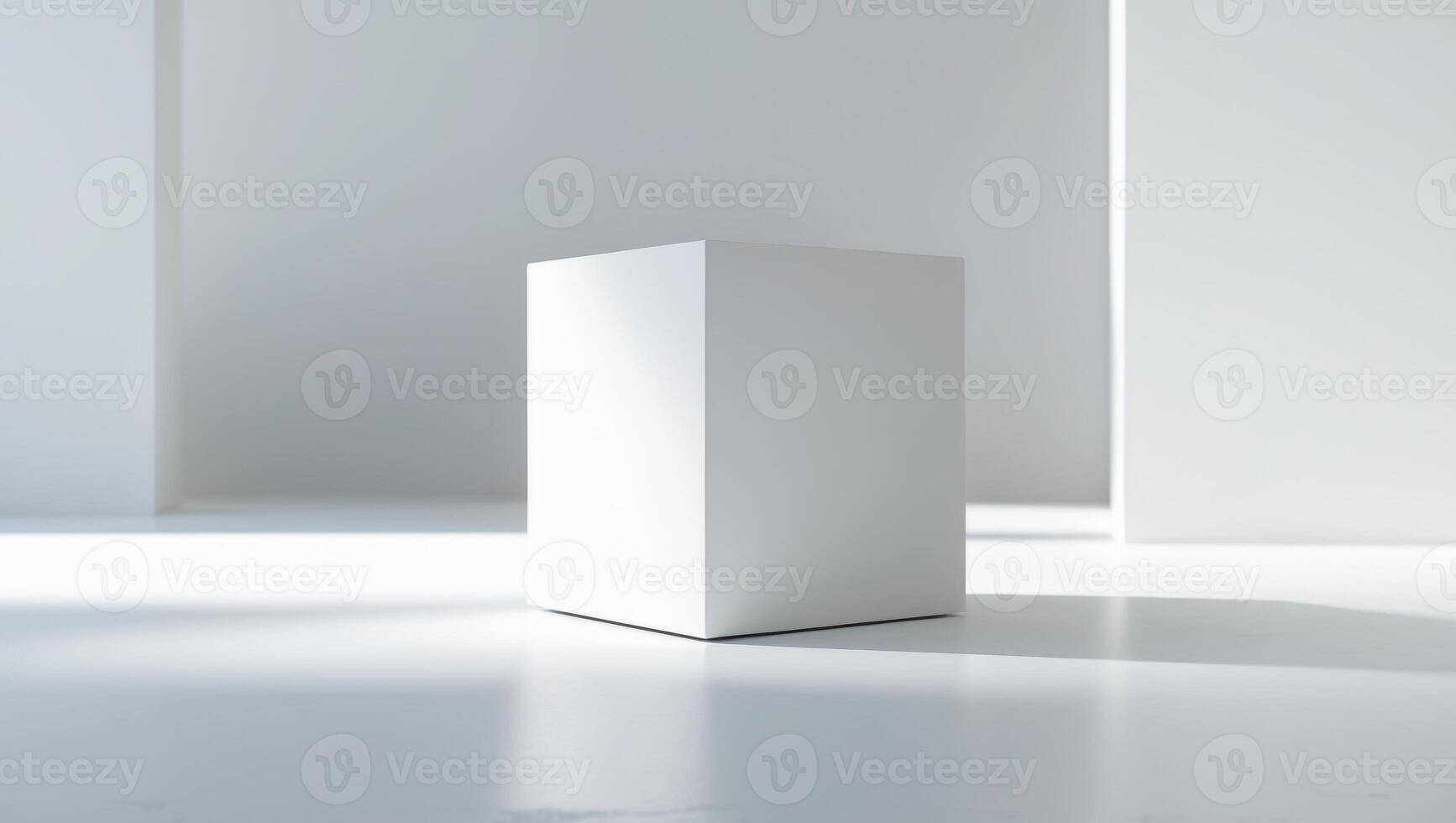 White Geometric Cube Abstract Background. photo