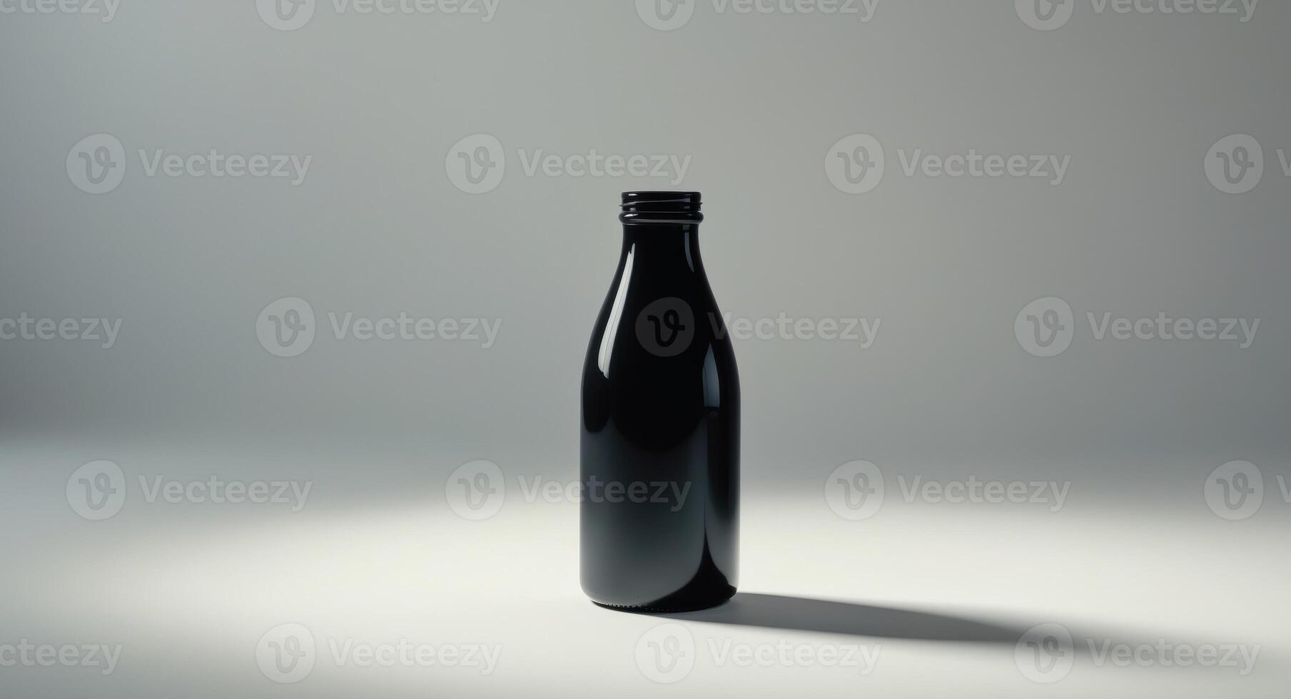 A mysterious black milk bottle with a cursed aura around it. photo