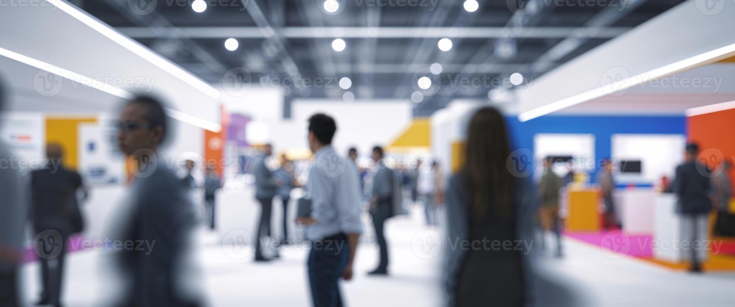 A blurry image of people walking around at an event photo