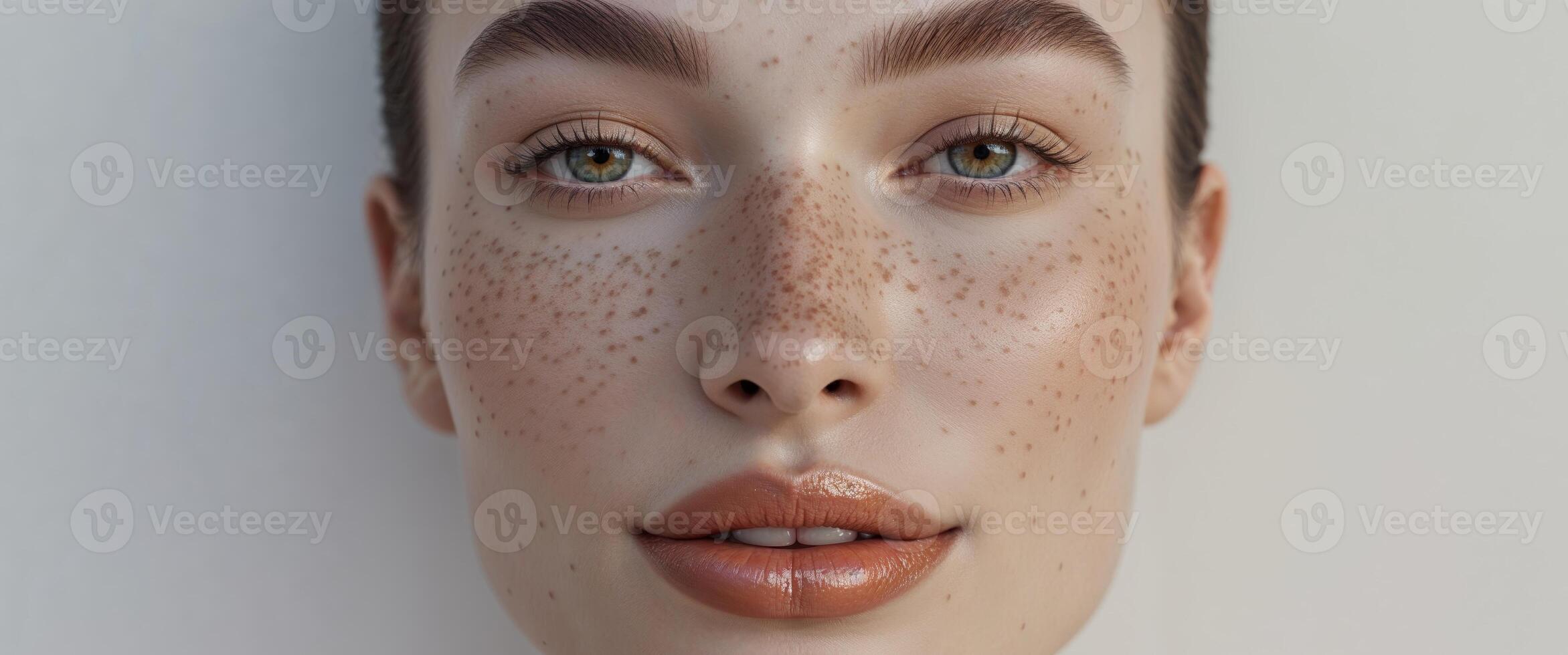 A woman with freckles on her face photo
