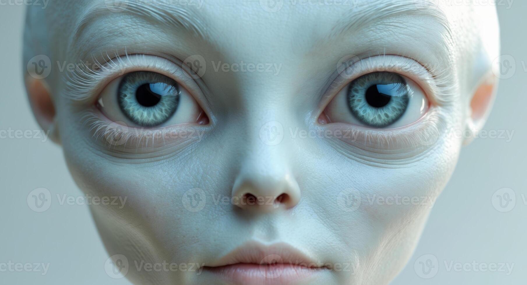 An alien with big eyes and a big head photo