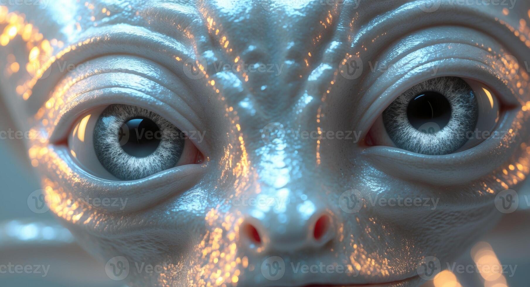 An alien with big eyes and a big nose photo