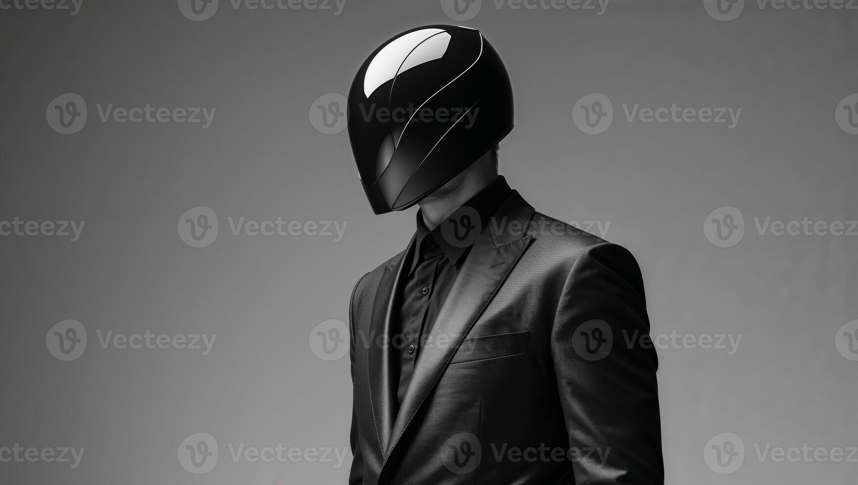 A man in a suit and a helmet photo