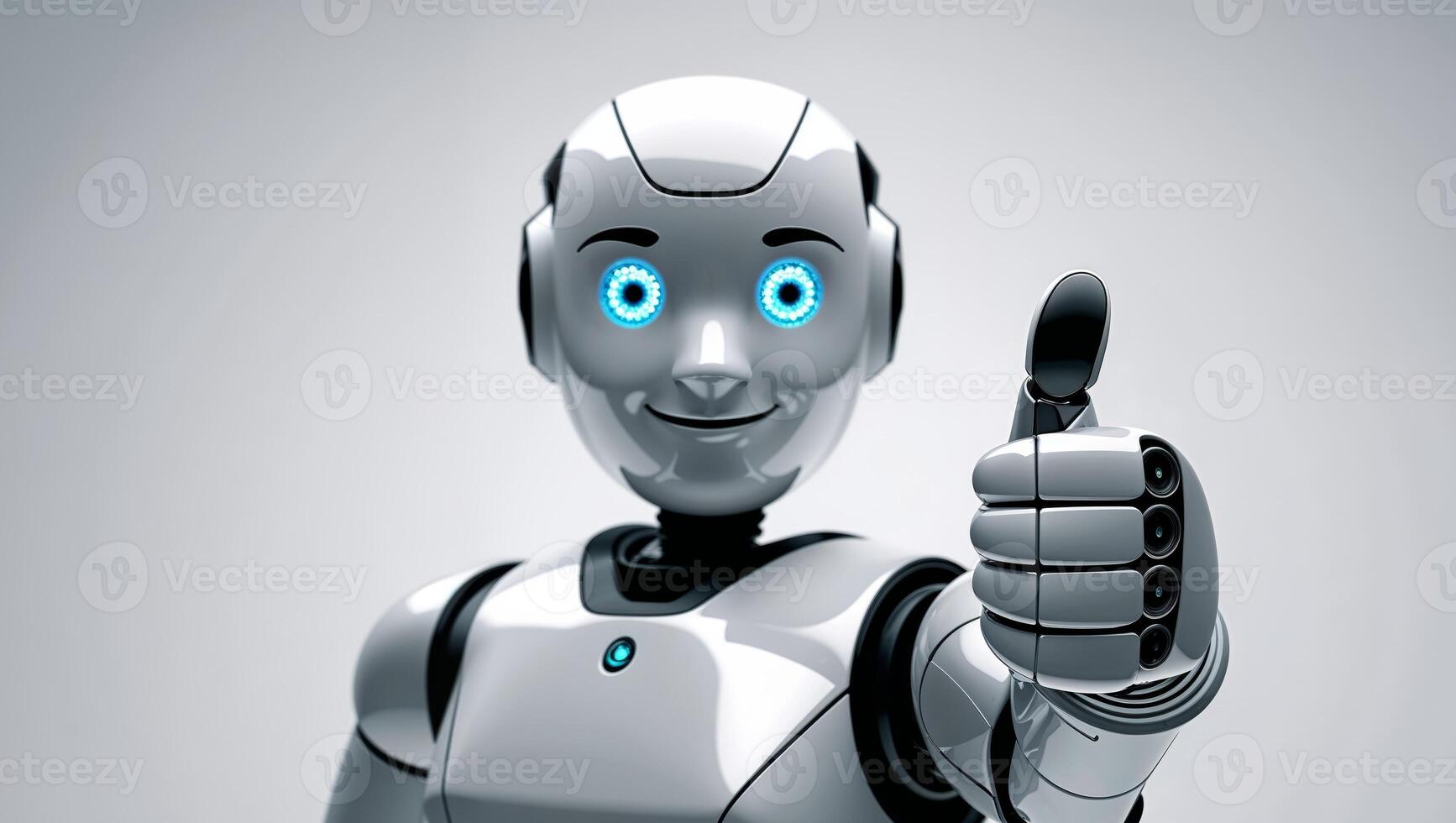 Robot facing the screen and giving a thumbs up. photo