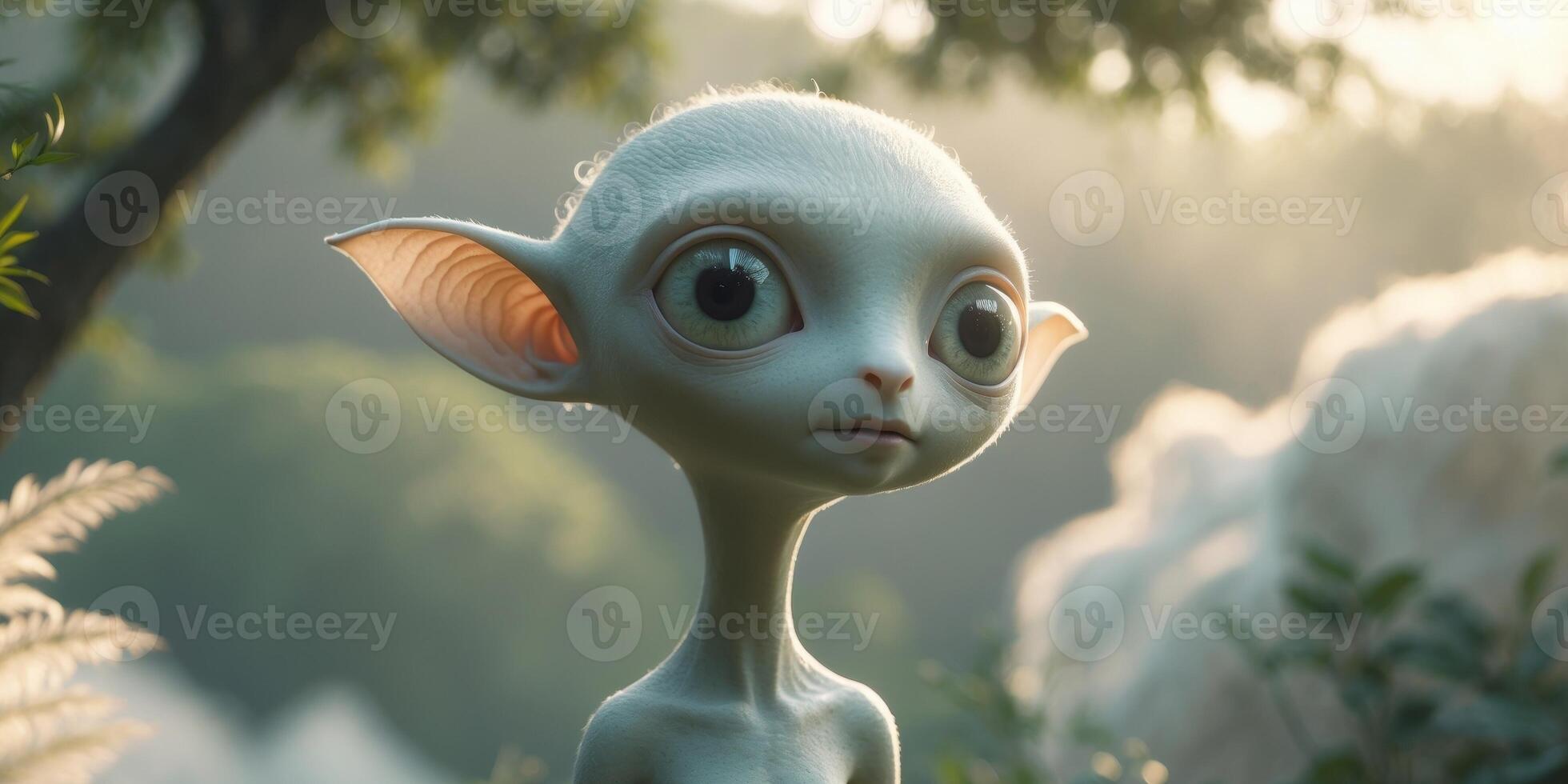 An alien with big eyes and big ears photo