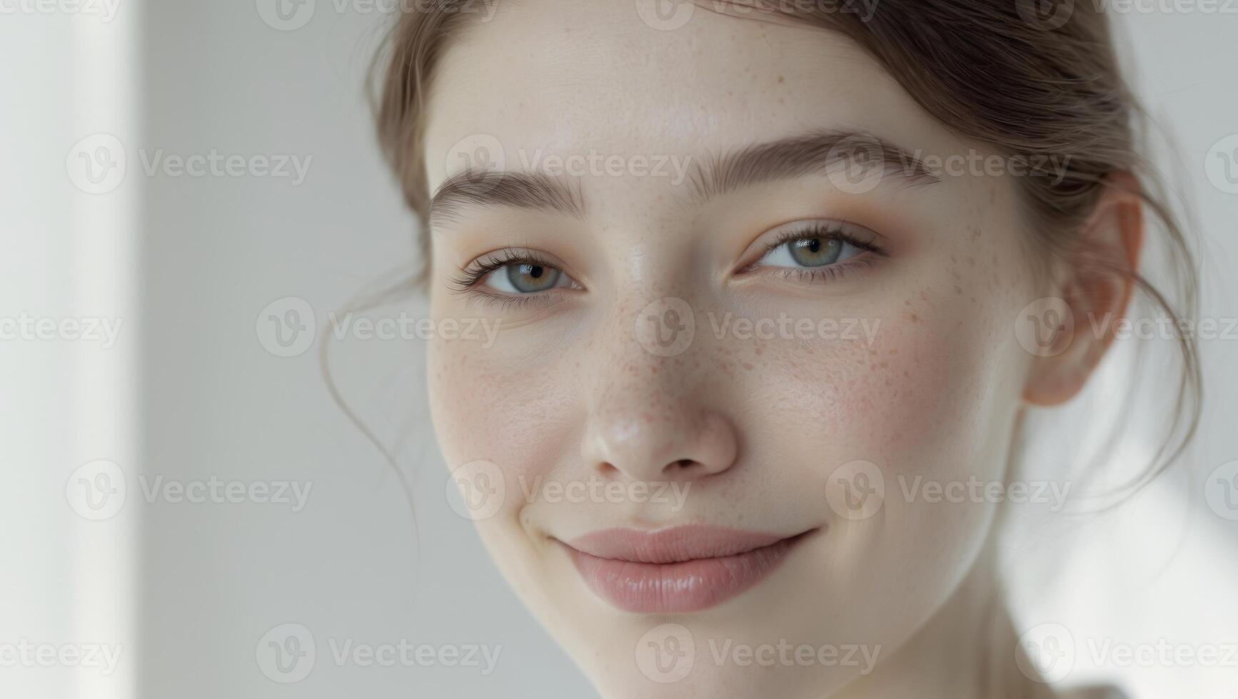 A woman with freckles on her face photo