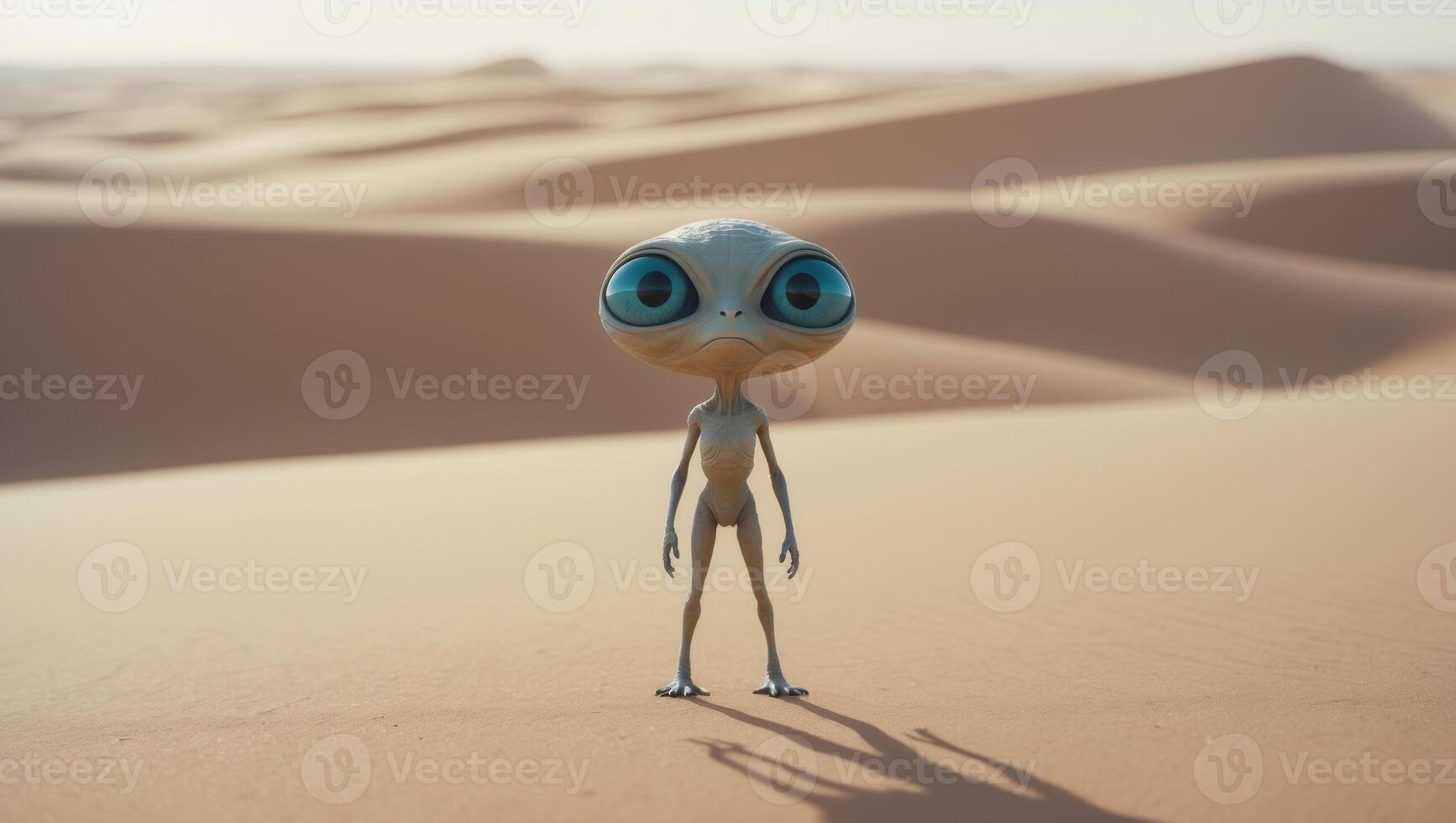 Alien in the desert 3d illustration photo