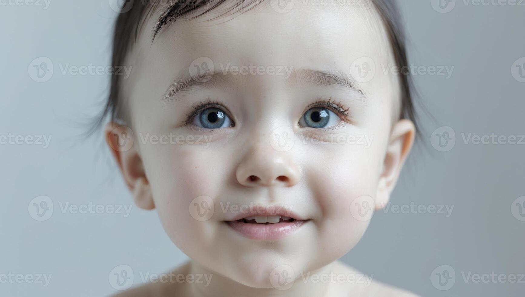 Expressive face of a child experiencing wonder. photo