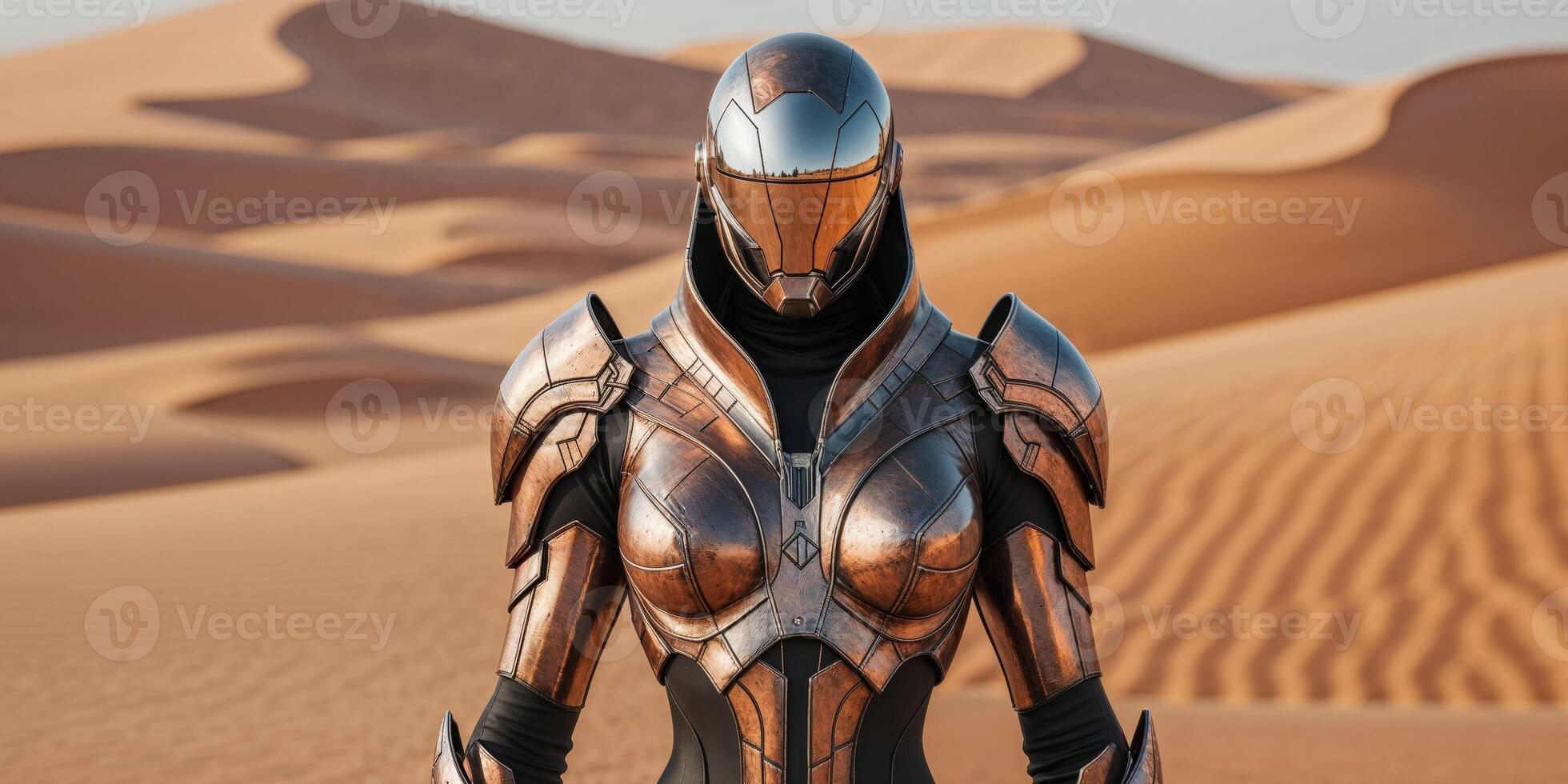 Spectacular Desert Warrior in Futuristic Armor. photo