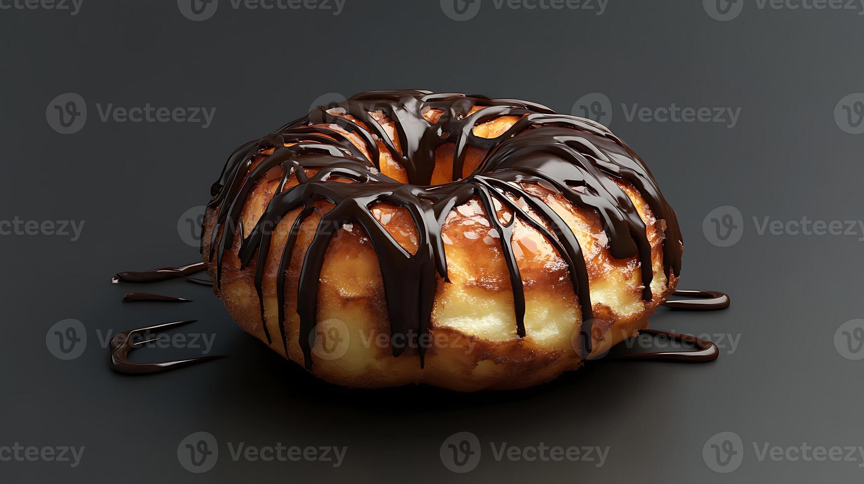 A donut with chocolate drizzle on top photo
