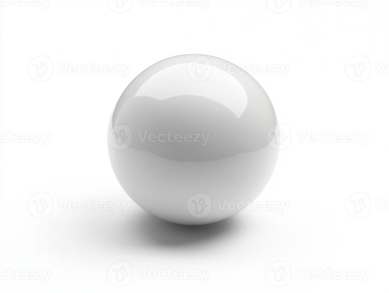 Glossy white sphere resting on a smooth white surface photo