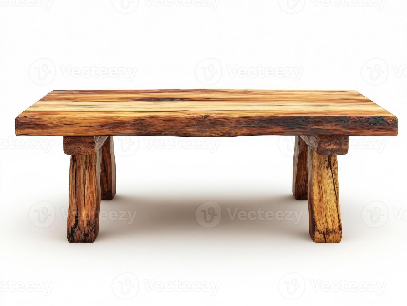 Unique handcrafted wooden table with natural finish in modern design photo